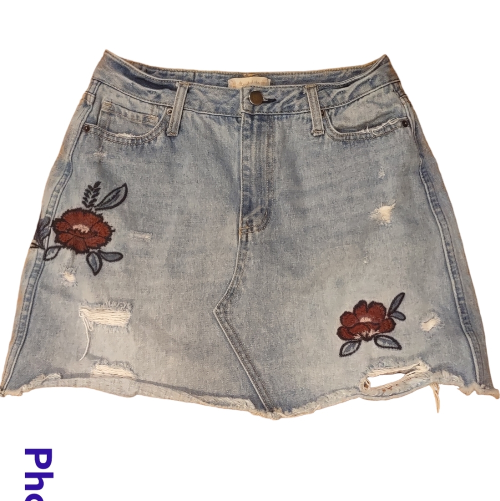 Altar'd State Distressed Denim Mini Skirt Size S - Picture 1 of 6